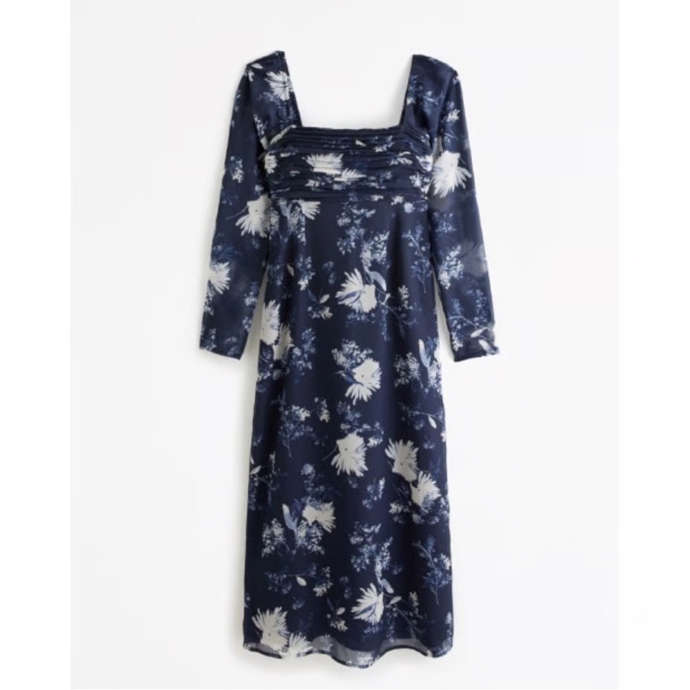 Abercrombie Emerson Chiffon Long-Sleeve Midi Dress - NWT